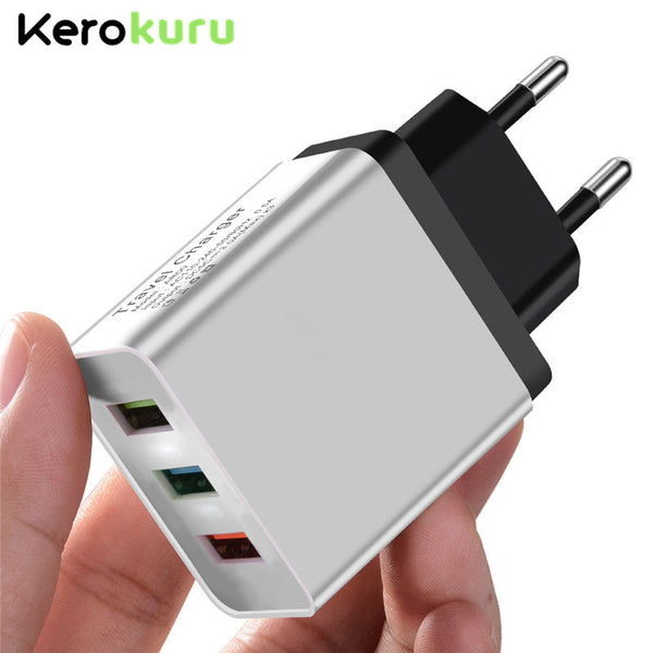 Universal 5V 3A 3USB Fast Charging Fast Charging Wall Charger For iPhone XS MAX X Samsung EU Plug 3 Port Phone Charge for Xiaomi