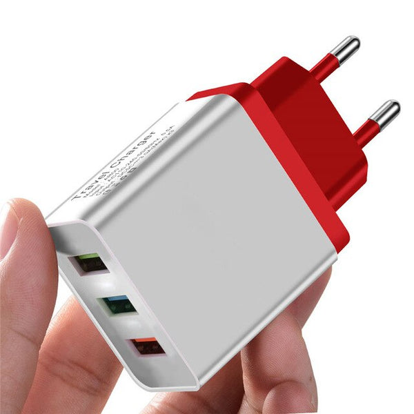 Universal 5V 3A 3USB Fast Charging Fast Charging Wall Charger For iPhone XS MAX X Samsung EU Plug 3 Port Phone Charge for Xiaomi