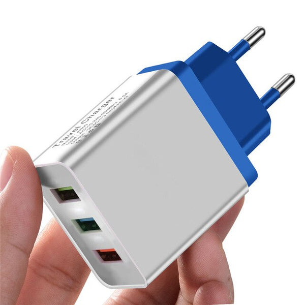 Universal 5V 3A 3USB Fast Charging Fast Charging Wall Charger For iPhone XS MAX X Samsung EU Plug 3 Port Phone Charge for Xiaomi
