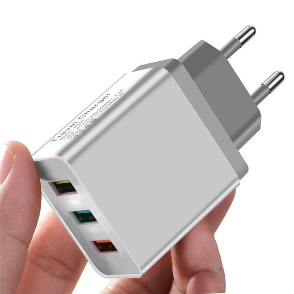 Universal 5V 3A 3USB Fast Charging Fast Charging Wall Charger For iPhone XS MAX X Samsung EU Plug 3 Port Phone Charge for Xiaomi