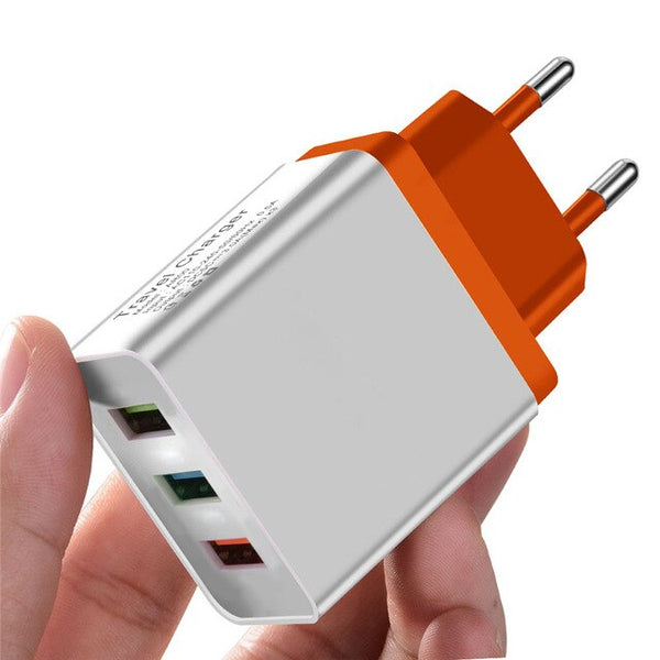 Universal 5V 3A 3USB Fast Charging Fast Charging Wall Charger For iPhone XS MAX X Samsung EU Plug 3 Port Phone Charge for Xiaomi