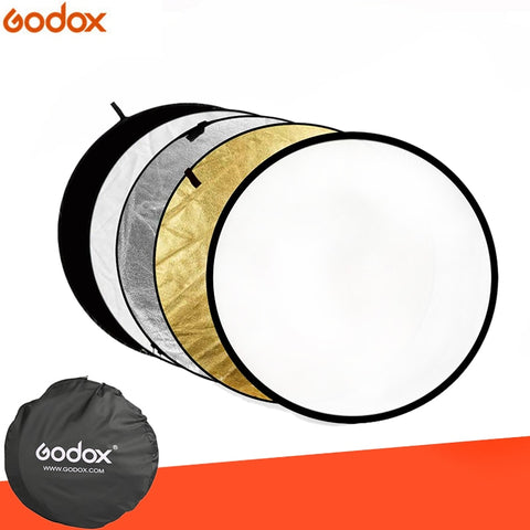 24" 60cm 5 in 1 Portable Collapsible Light Round Photography White Silivery Reflector for Studio Multi Photo Disc Diffuers